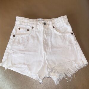 Zara high rise button up jean shorts